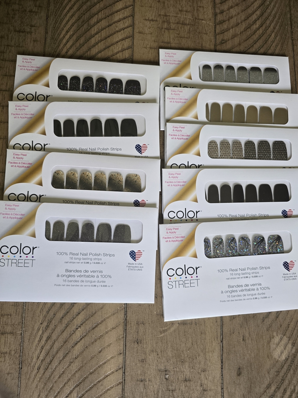 Color Street Nail Polish Strips - Assorted Black, Gold & Silver Shades